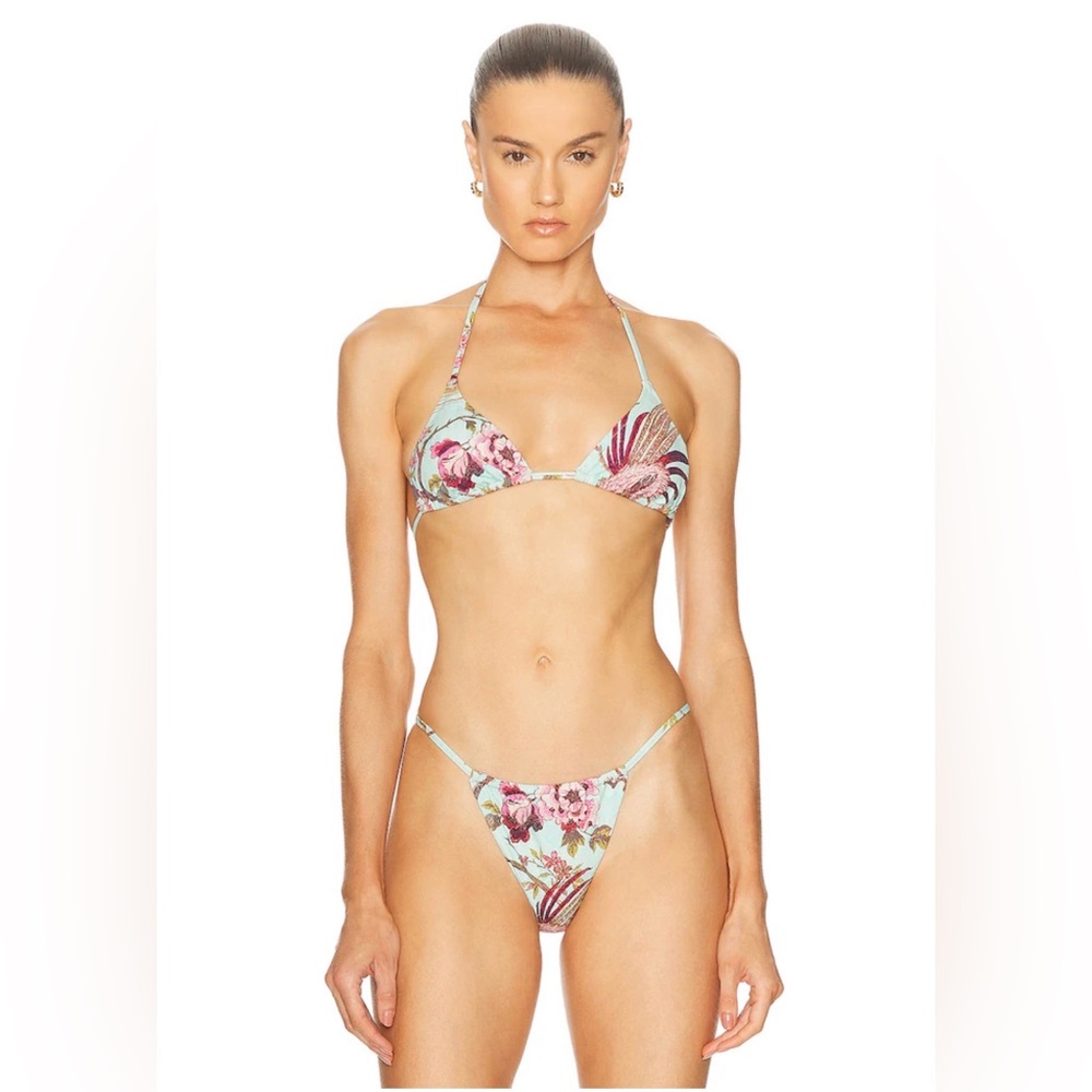 Skims X Roberto Cavalli Designer Perfect Triangle Tie Bikini Top Fagianella NWT - Picture 3 of 8